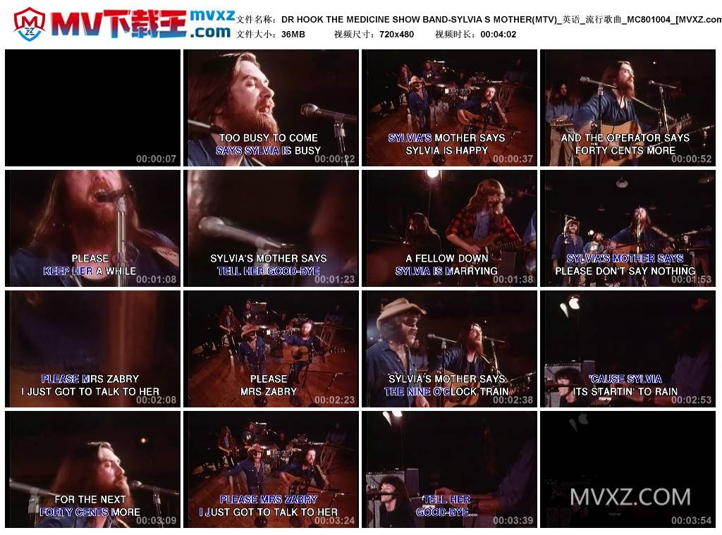 DR HOOK THE MEDICINE SHOW BAND-SYLVIA S MOTHER(MTV)_英语_流行歌曲_MC801004